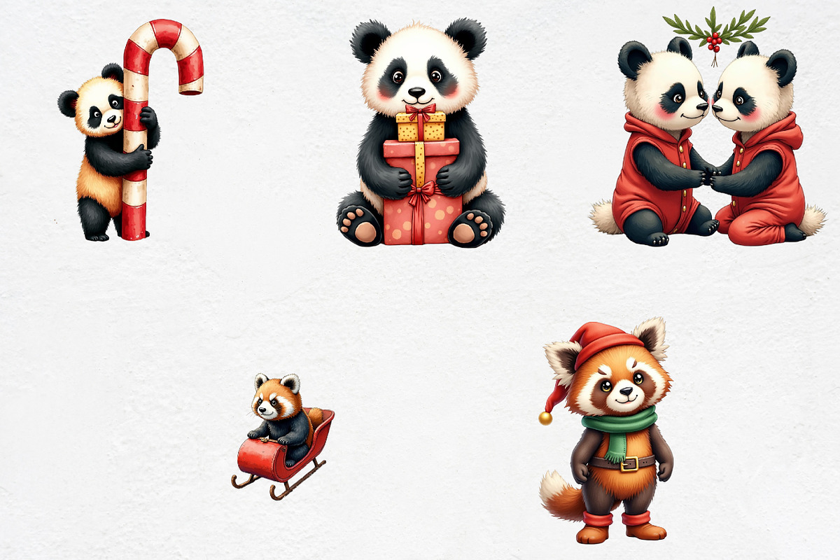 Christmas Panda Sublimation Clipart, an Illustration by CrexoraLab (Photo 3 of 5)