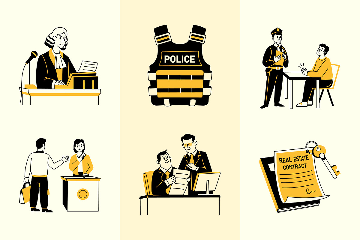 Law Drawing Illustration Set, a Person Illustration by Vectors Market (Photo 6 of 9)