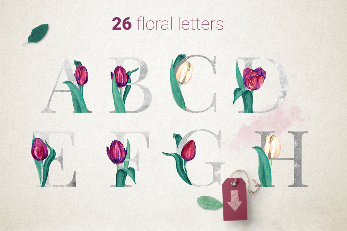 Burgundy and Cream Watercolor Tulips, an Illustration by WBS Design (Photo 4 of 6)
