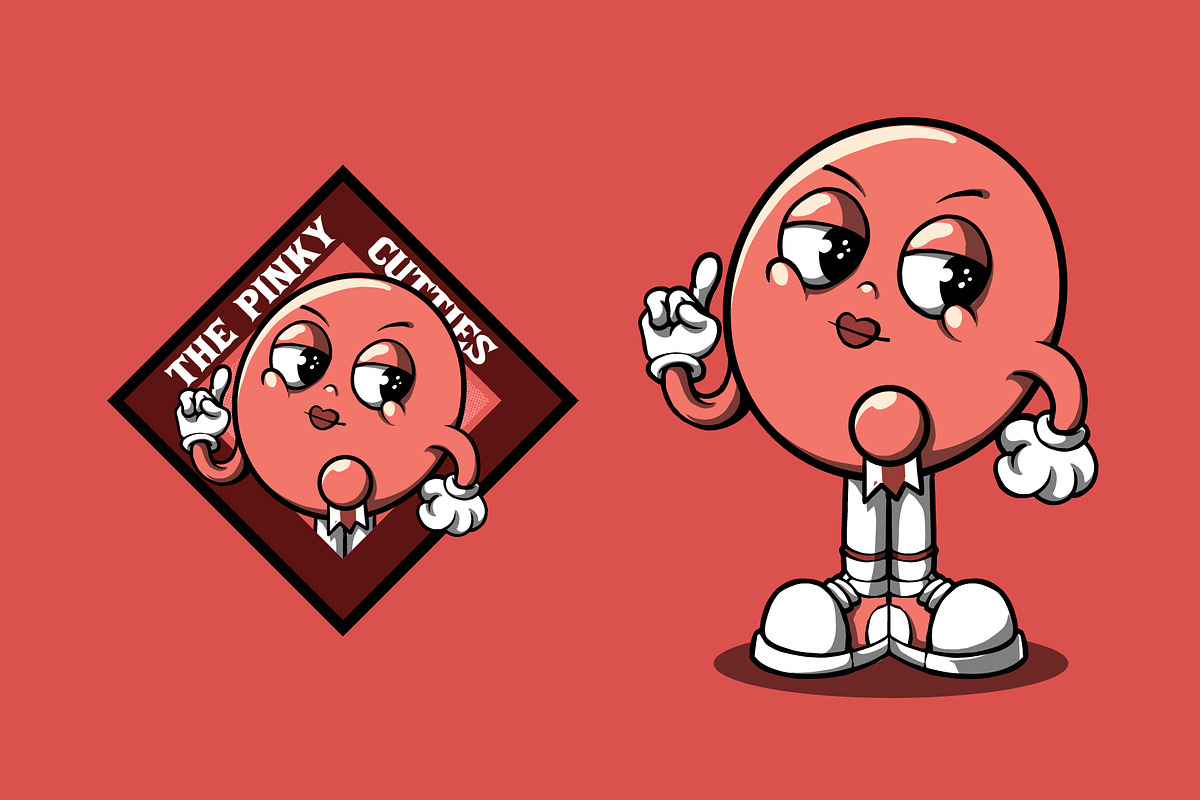 miss pinky cutties mascot, a Branding & Logo Template by tlatswork