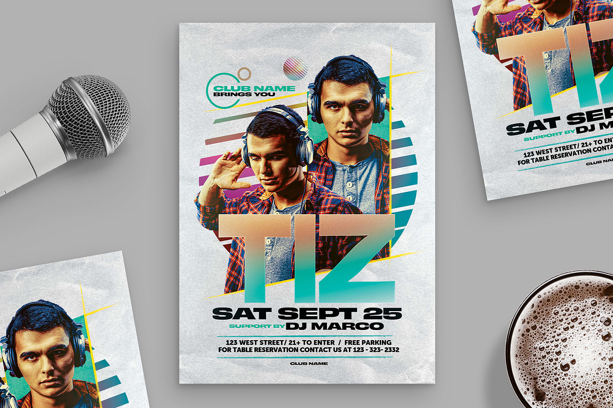 Modern Club DJ Event Flyer Template, a Flyer Template by BrandPacks (Photo 1 of 5)