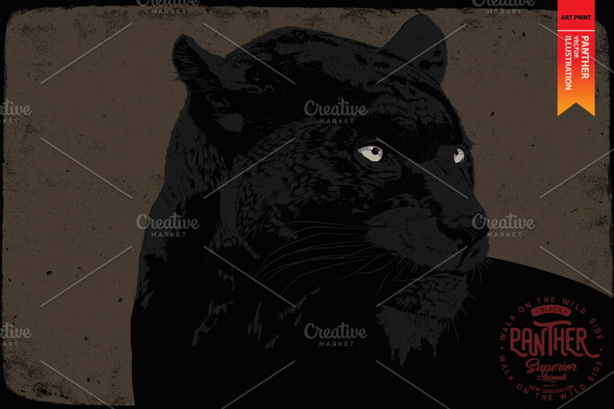 PANTHER - Vector illustration, an Animal Illustration by Artistic & Unique (Photo 2 of 9)