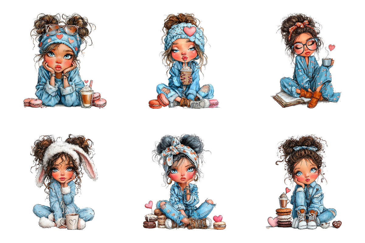 Whimsical valentine coffee girl clip, an Illustration by CreationArt (Photo 2 of 7)