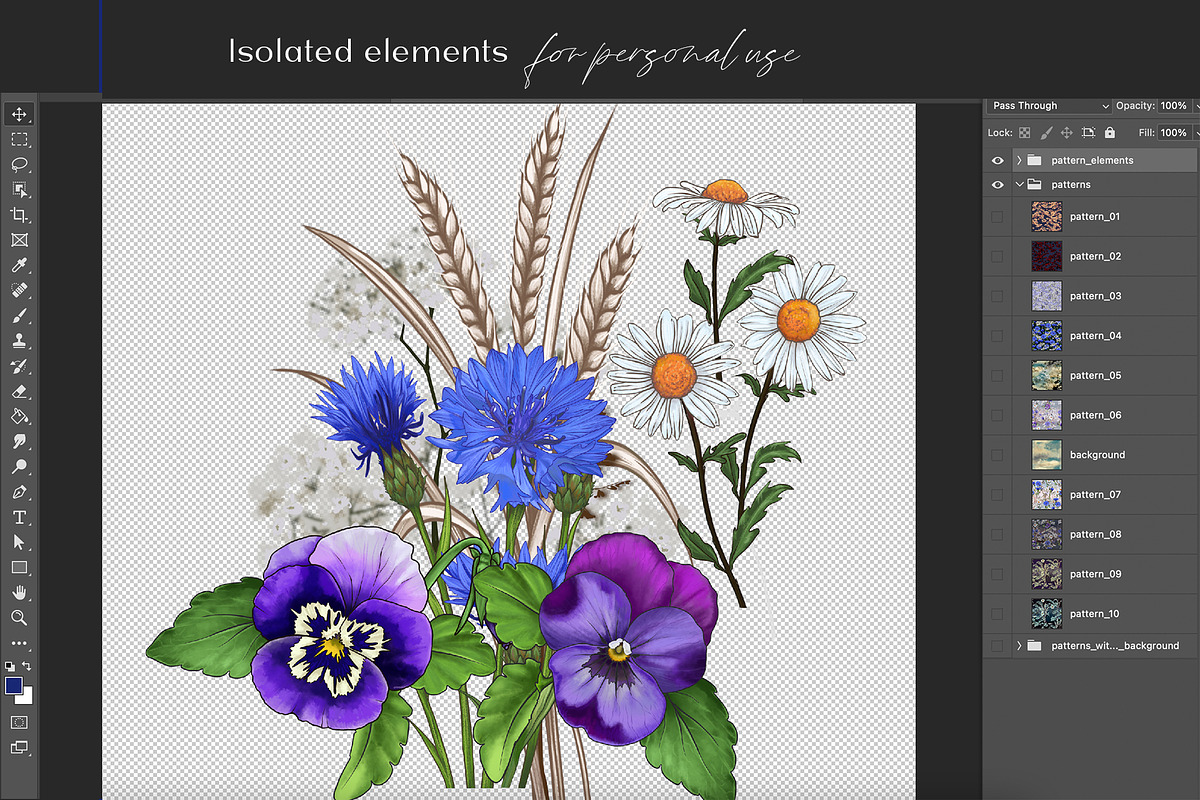 Seamless Pattern Cornflowers Fields, a Pattern Graphic by Yana Dobrik (Photo 10 of 11)
