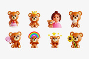 Teddy Bear 3D Icon Set, an Object 3D Model by Eklip Studio (Thumbnail 3 of 3)