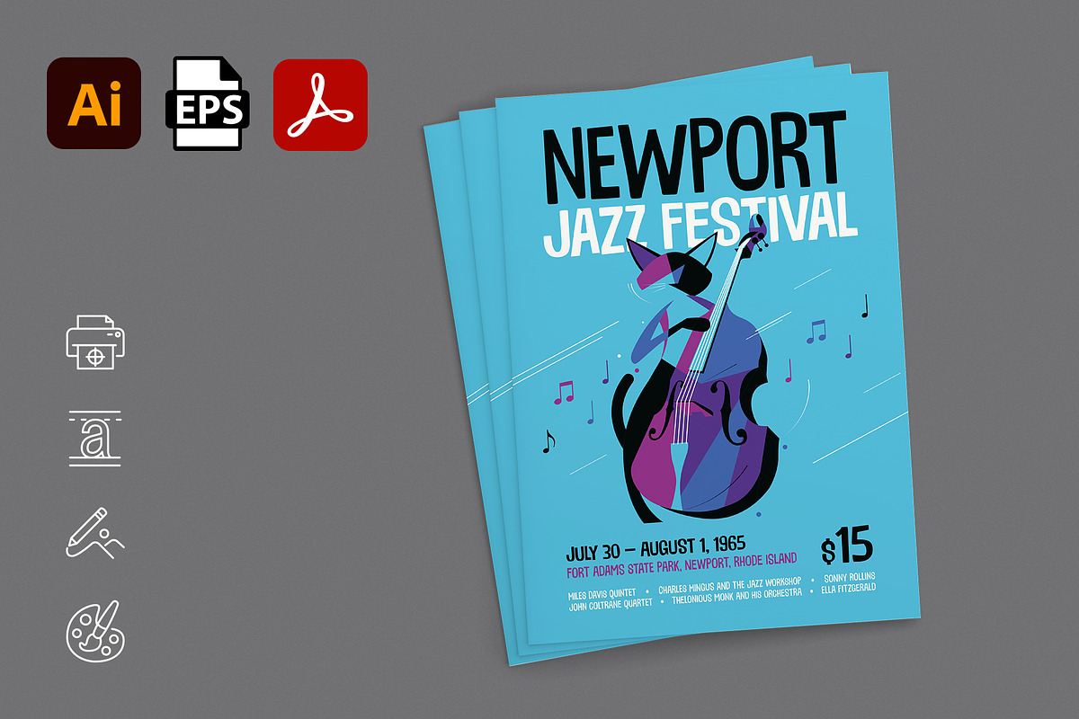 Jazz Leaflet Template - A5 Retro Flyer preview 2
