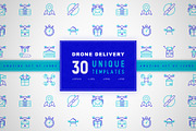 Drone Delivery Icons Set | Concept, an Outline Icon by Alex Blogoodf (Thumbnail 1 of 11)