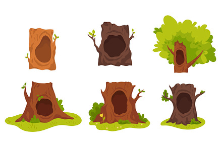 Hole in trees. Hollow hole in tree, an Illustration by Stock-Smart-Start