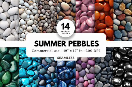14 Summer Pebbles Digital Papers, a Background Graphic by NorthWindPixels