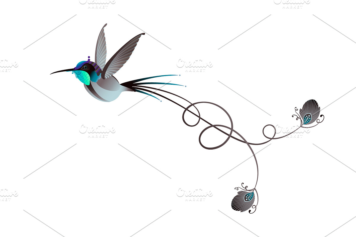 Hummingbirds and flowers, a Pattern Graphic by sovarina (Photo 3 of 7)