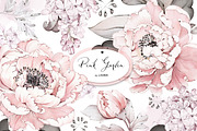 Pink Watercolor Peonies Pattern, a Pattern Graphic by Lisima (Thumbnail 1 of 16)
