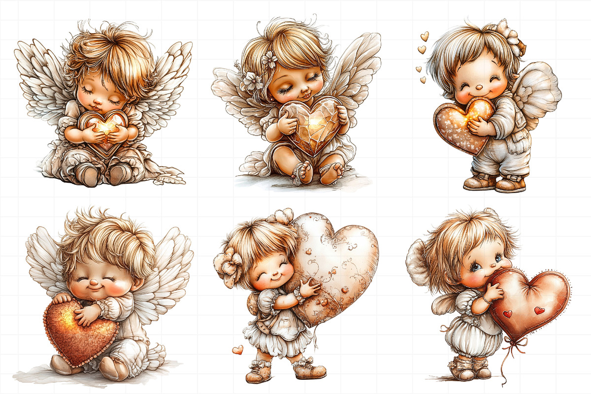 Whimsical Cupid With Hearts Clipart, an Illustration by Daily.Designs (Photo 7 of 8)