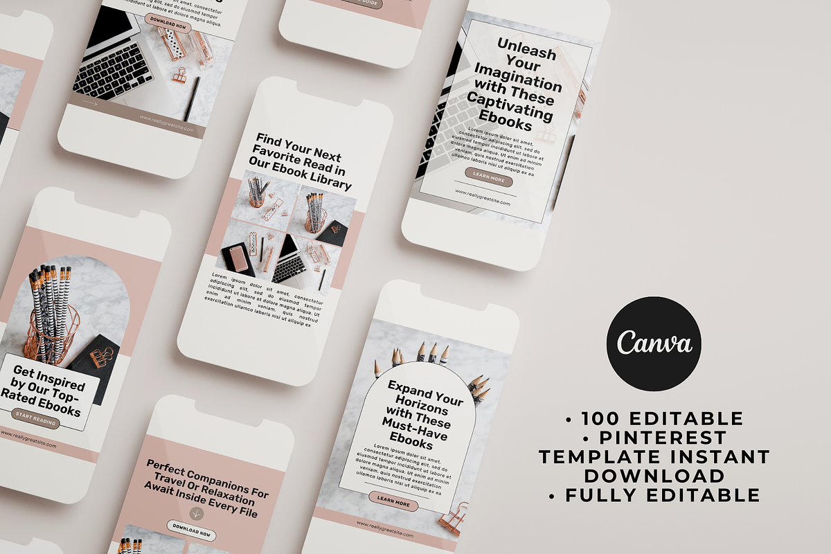 100 Promotional Pinterest Canva, a Social Media Template by The Blog Creative (Photo 3 of 9)