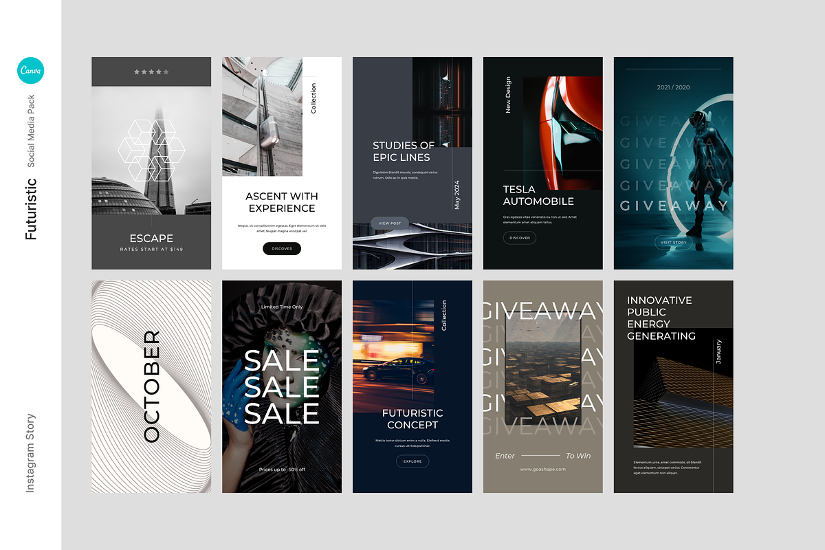Futuristic Canva Social Media Pack, a Social Media Template by Goashape Studio (Photo 6 of 9)