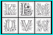 Floral Alphabet Coloring Pages, an Education Illustration by protabsorkar11 (Thumbnail 5 of 7)