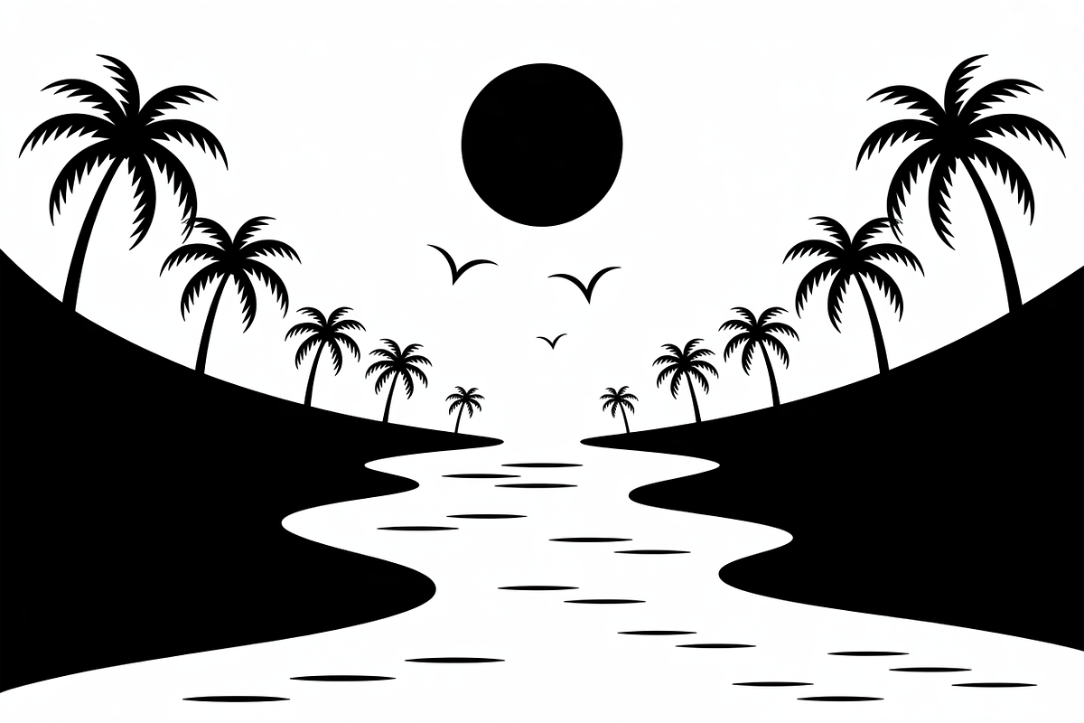 Beach sunset, silhouette bundle, an Illustration by Amazin_art (Photo 3 of 7)