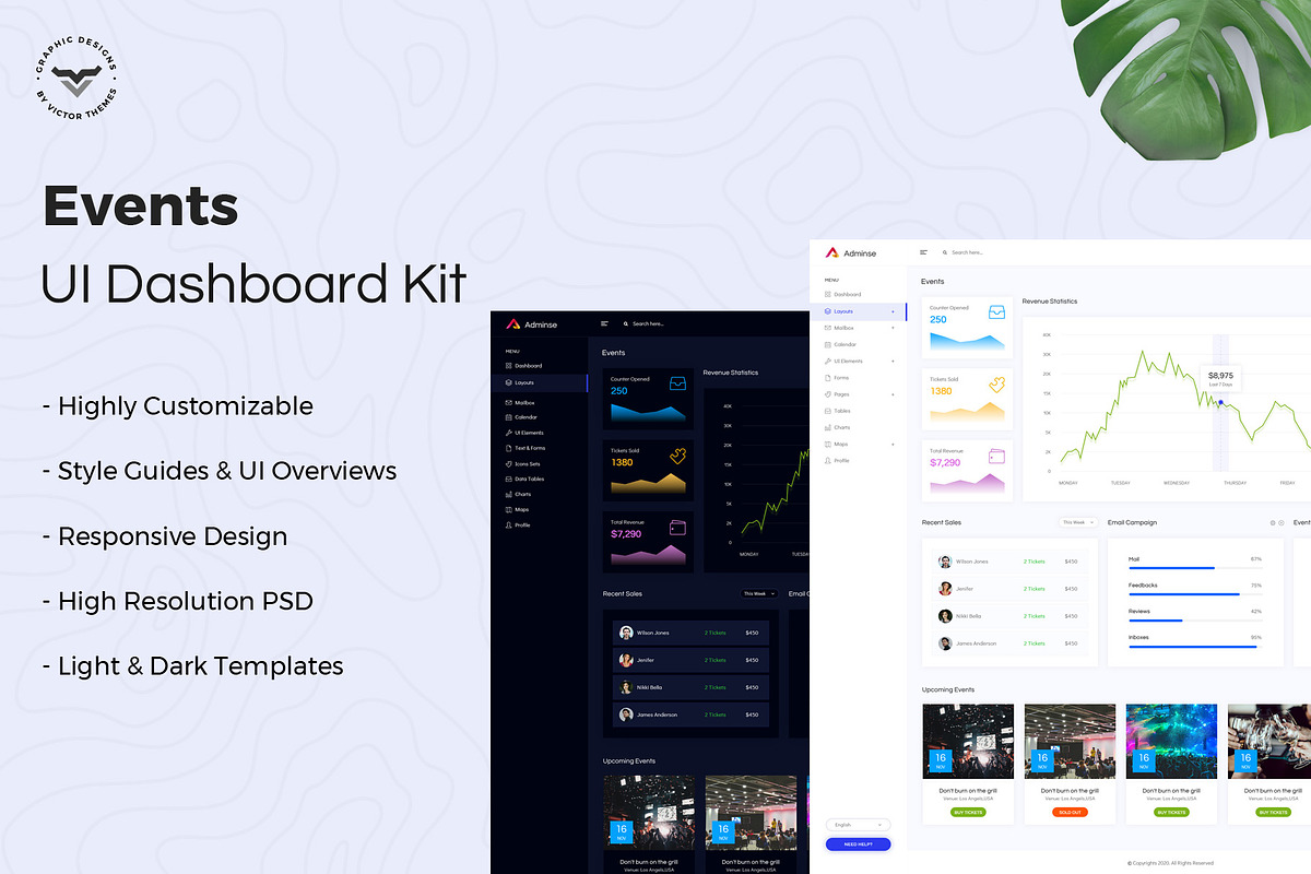 Events Admin Dashboard UI Kit, an UI Kit Template by VictorThemes