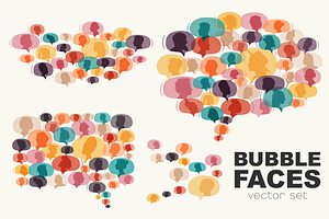 Bubble Faces Vector Set, an Illustration by Stafeeva