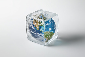 Planet Earth frozen inside a clear, a Nature Photo by MistyDay