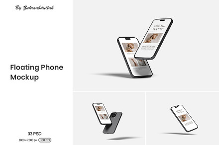 Floating Phone Mockup, an iPhone Mockup by zuhraabdullah