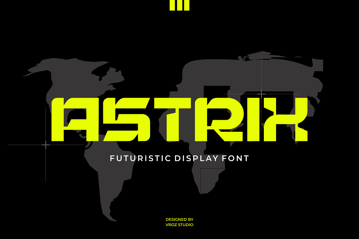 Astrix – Futuristic Display Typeface, a Sans Serif Font by Vroz Studio (Photo 1 of 7)