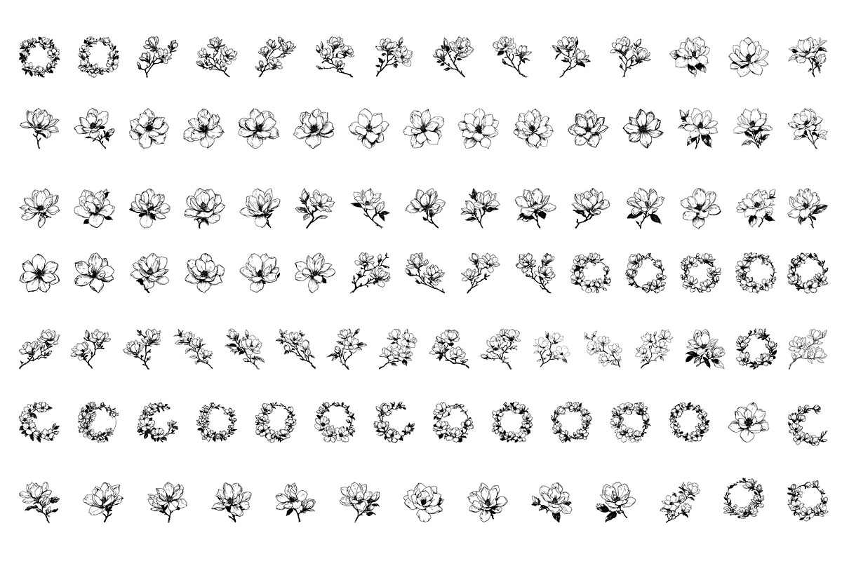 Magnolia SVG - Flowers Line Art SVG, an Object Graphic by Dervik Art Store (Photo 2 of 6)