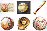 Vintage Softball Clipart Bundle, an Illustration by Canvas Craft (Thumbnail 3 of 4)