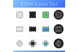 Microcircuits Icons Set