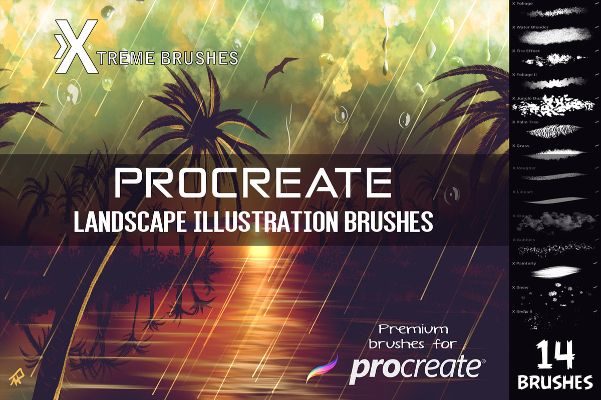 Procreate Landscape Brushes, a Brush Add-On by Extreme Brushes (Photo 1 of 2)