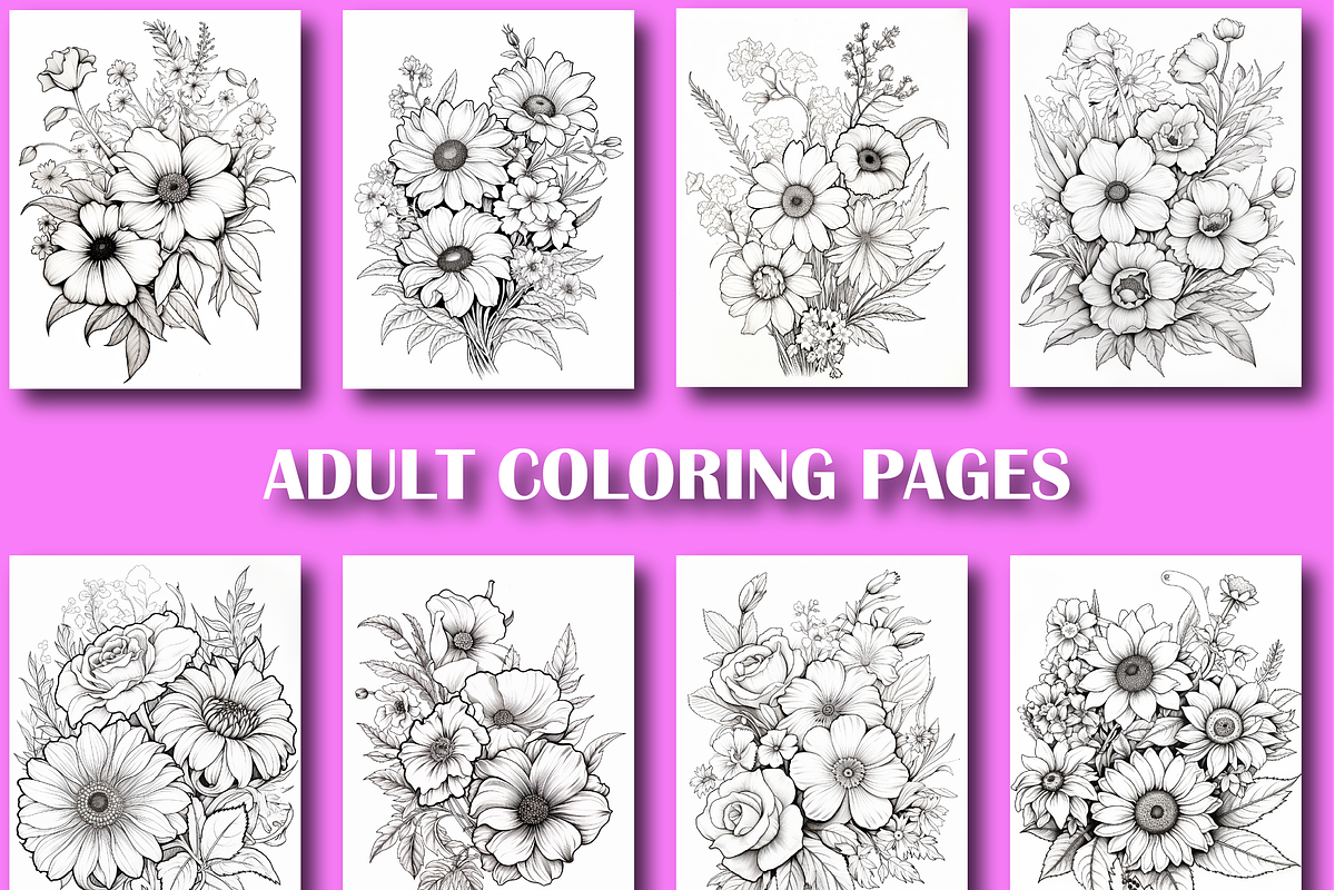 Flowers Coloring Book for Adults -V2, an Animal Illustration by Design Zone (Photo 3 of 7)