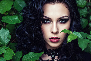 beautiful young goth woman portrait AI generated, a Photo by WorldOfPhotos