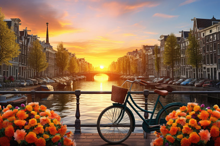 Amsterdam cityscape with bicycle and, a Photo by Iftikhar Alam