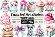 Kawaii Pink Mint Christmas Clipart, an Illustration by Black Bird Studio (Thumbnail 1 of 6)