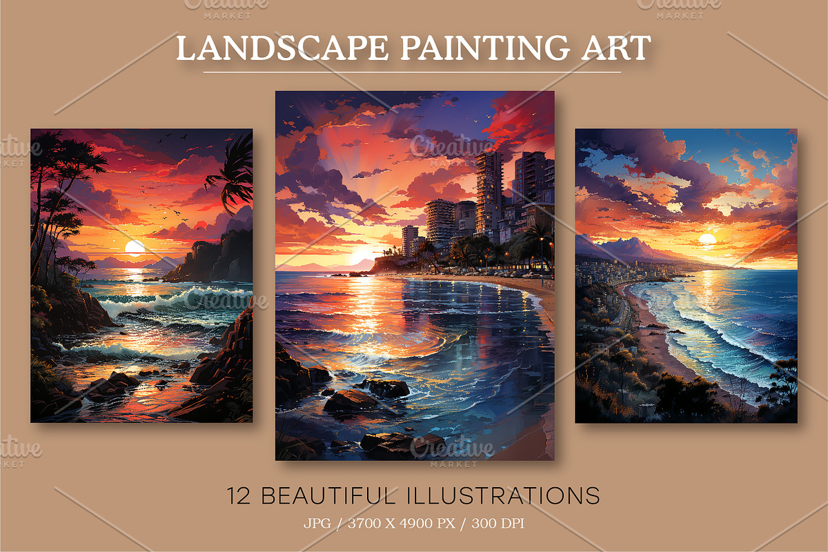 Landscape Painting Art 01. Wall Art., a Decorative Illustration by KENO Mascots (Photo 2 of 8)