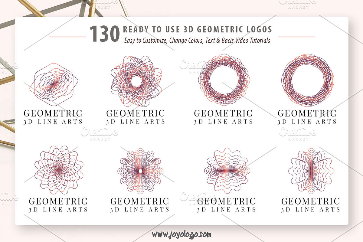 Geometric Logo Generator 3D Line Art, a Branding & Logo Template by joyologo (Photo 14 of 24)