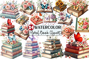 Watercolor Floral Book With Clipart, an Illustration by Rose Art