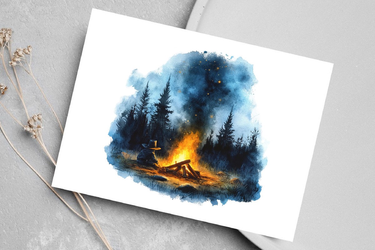 Watercolor Cowboy Halloween Clipart, an Illustration by Canvas Craft (Photo 4 of 7)