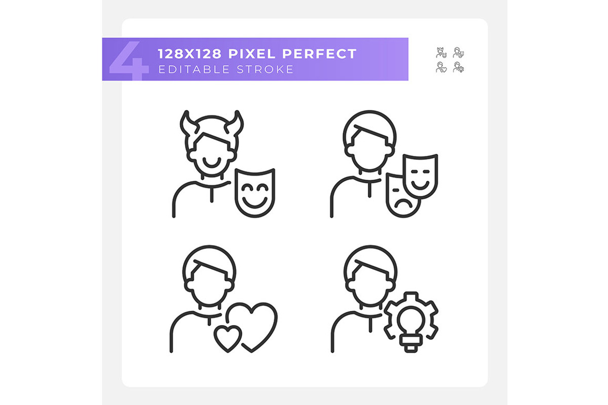 Characters pixel perfect linear icon, an Icon by IMG Visuals