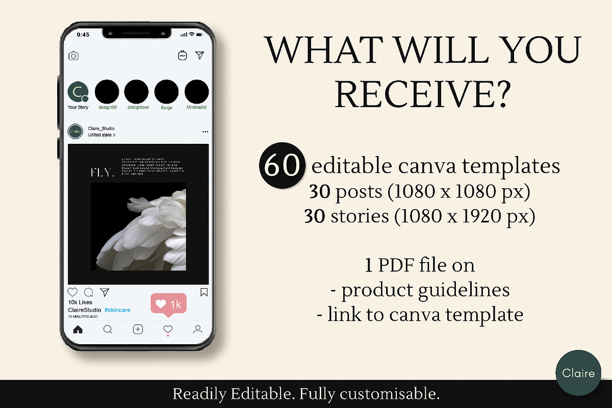 Dark Editorial Social Media Kit, a Social Media Template by Clairee Design Studio (Photo 3 of 7)