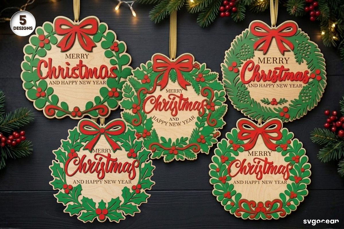 Christmas Door Sign Svg Bundle, a Decorative Illustration by svgocean (Photo 1 of 11)