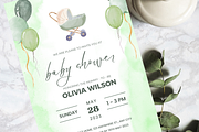 Green Baby Shower Invitation Card, an Invitation Template by TheSimplySereneShop (Thumbnail 11 of 11)