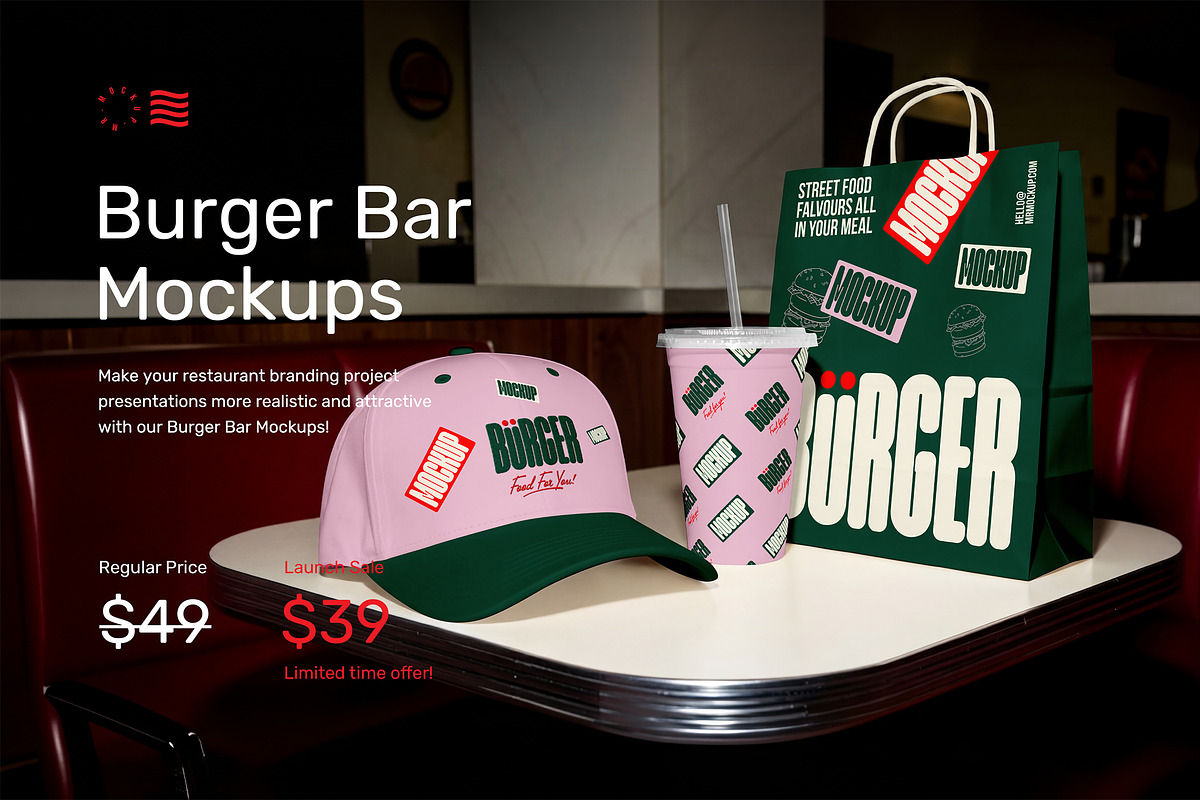 Burger Mockups - Bar Scenes, a Packaging Mockup by Mr.Mockup™ (Photo 2 of 13)