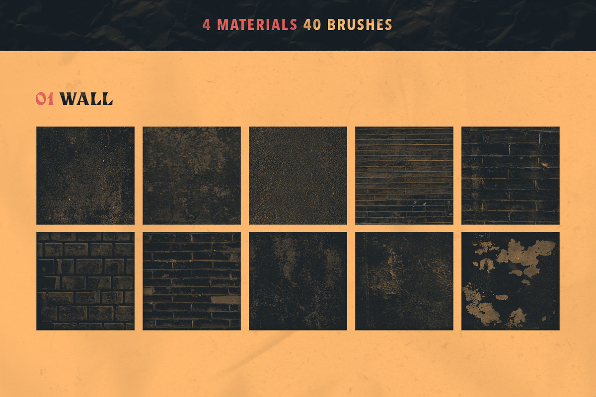 Material Texture Brushes Photoshop, a Brush Add-On by Mixergraph (Photo 3 of 9)