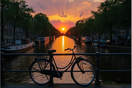 Serene Bicycle amsterdam bridge, an Architecture Photo by Ylivdesign