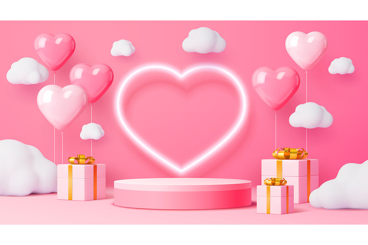 Valentine day podium with hearts, an Illustration by Buch&Bee (Photo 2 of 3)