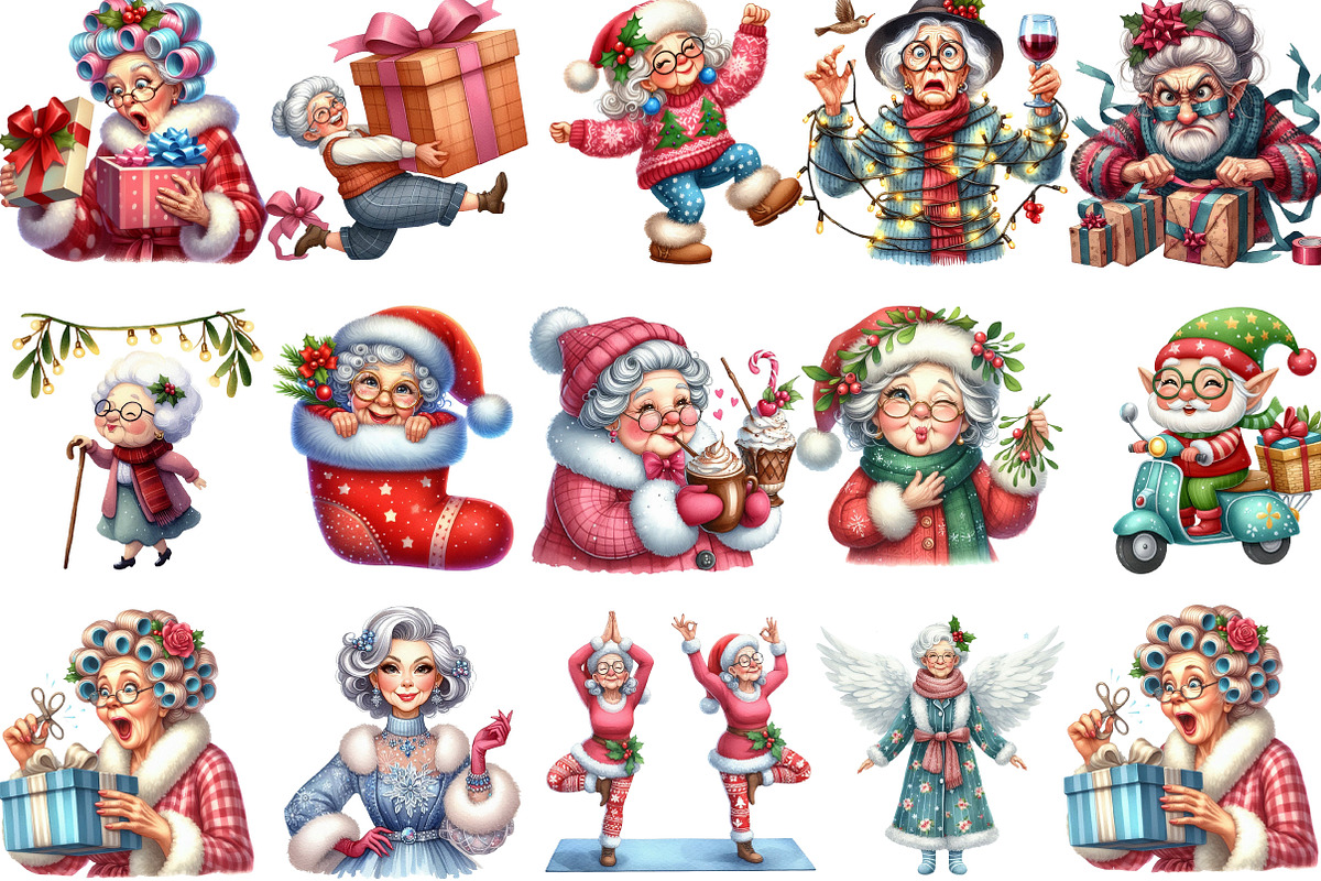 Funny Old Lady Christmas Sublimation, an Illustration by Designking (Photo 3 of 5)