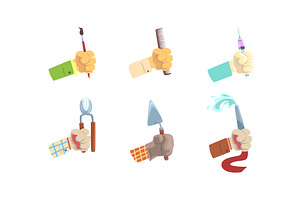 Male Hand Holding Tools Set, Hands, an Object Illustration by TopVectors
