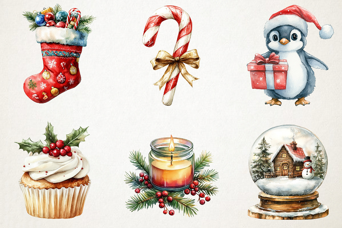 Christmas Time Watercolor Clipart, an Illustration by RobertsArt (Photo 2 of 7)