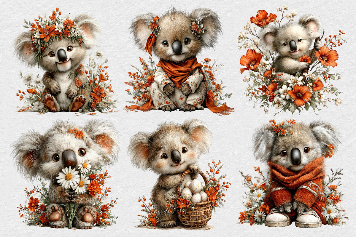 Whimsical Easter Koala Clipart, an Illustration by DreamCafeArt (Photo 6 of 6)