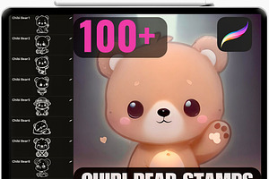 Procreate Cute Chibi Bears Stamps